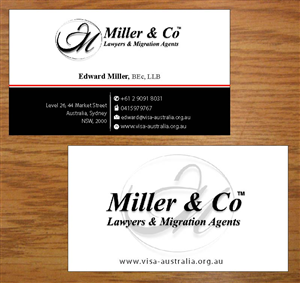 Visitenkarten-Design von Joy16589 für Miller& Co Lawyers & Migration Agents | Design: #3991189
