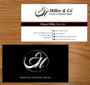 Visitenkarten-Design von Joy16589 für Miller& Co Lawyers & Migration Agents | Design: #3996360