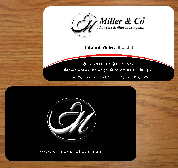 Visitenkarten-Design von Joy16589 für Miller& Co Lawyers & Migration Agents | Design #3996388