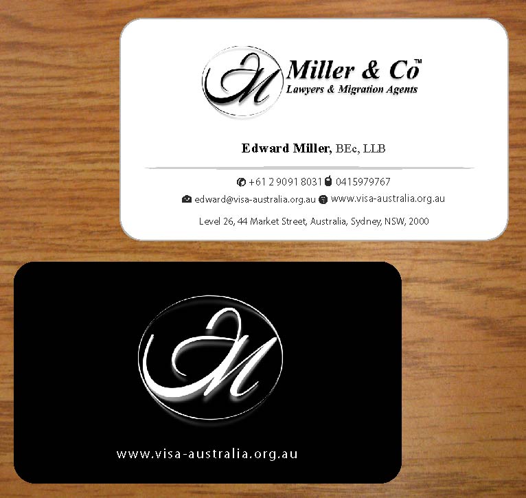 Business Card Design by Joy16589 for Miller& Co Lawyers & Migration Agents | Design #3996410