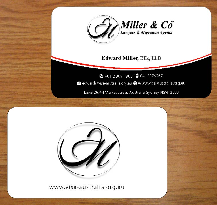 Business Card Design by Joy16589 for Miller& Co Lawyers & Migration Agents | Design #3996457