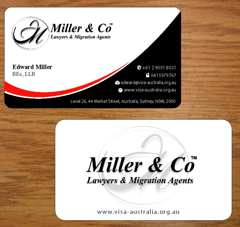 Business Card Design by Joy16589 for Miller& Co Lawyers & Migration Agents | Design #3996486