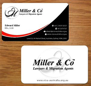 Visitenkarten-Design von Joy16589 für Miller& Co Lawyers & Migration Agents | Design: #3996486