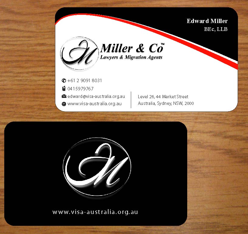 Business Card Design by Joy16589 for Miller& Co Lawyers & Migration Agents | Design #3996499