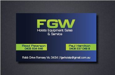 Business Card Design by romy for FGW Hoists | Design #3992932