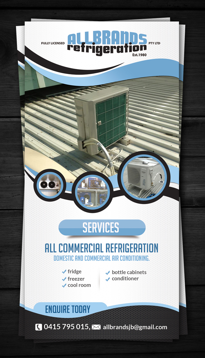 Masculine, Bold, Business Flyer Design for All Brands Refrigeration by