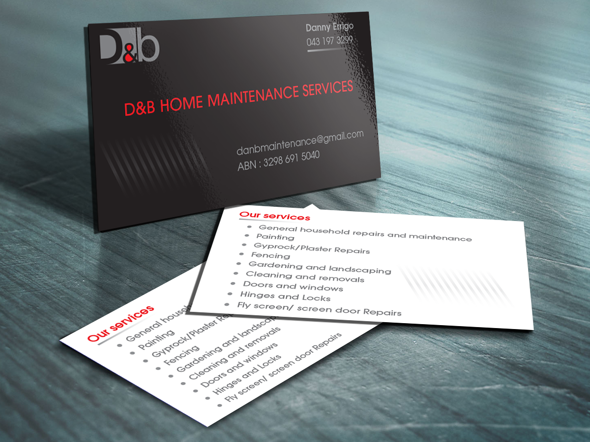 Design de Carte de Visite par cn graphic pour D&B HOME MAINTENANCE SERVICES | Design #3993056