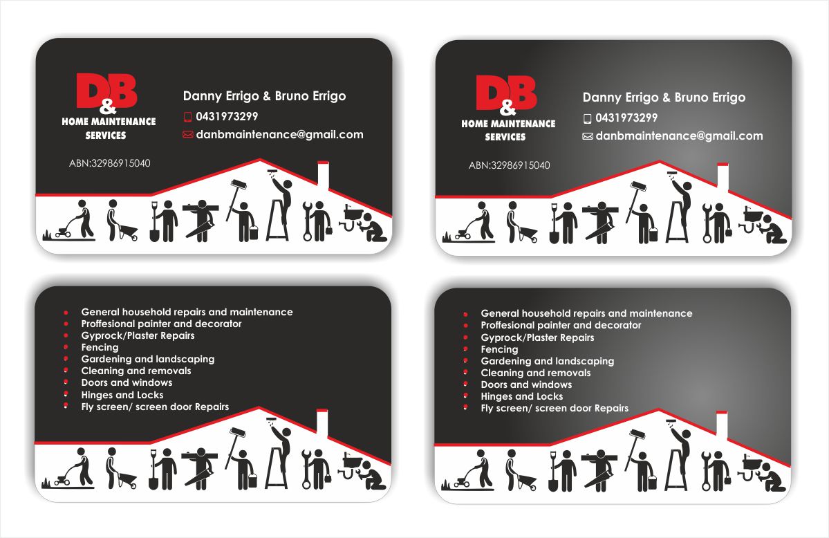 Modern Professional Business Business Card Design For D&B HOME MAINTENANCE SERVICES By IneseRo