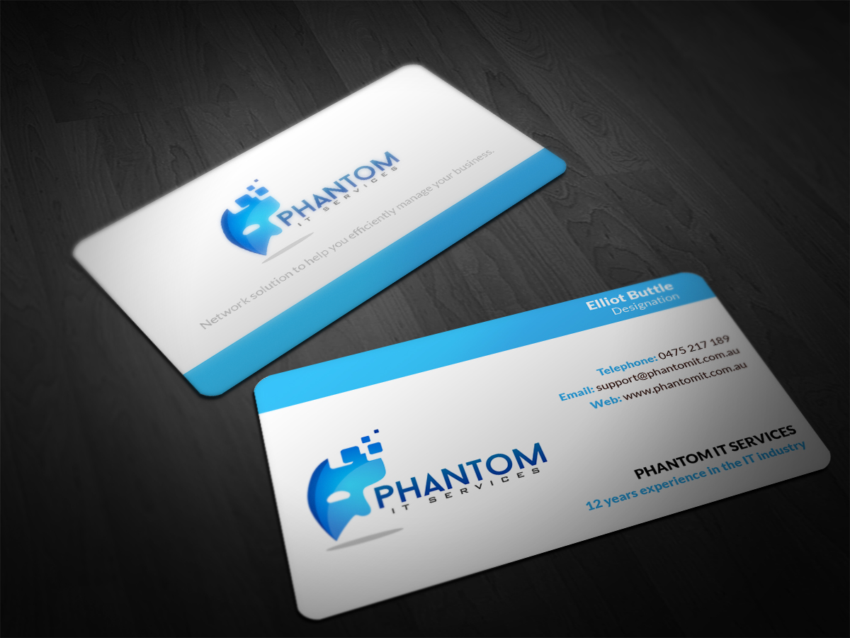 Business Card Design by Pointless Pixels India for Phantom IT Services | Design #4032444