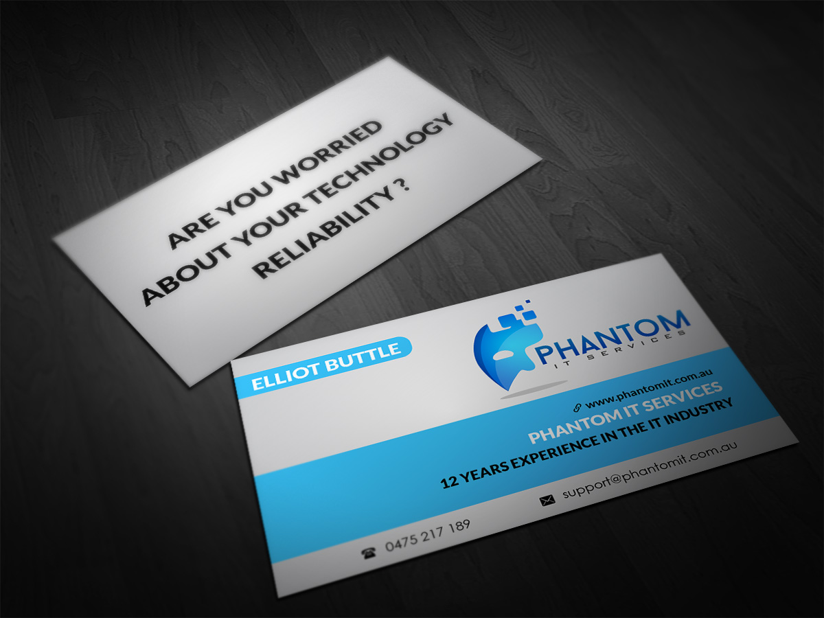 Business Card Design by Pointless Pixels India for Phantom IT Services | Design #4032646