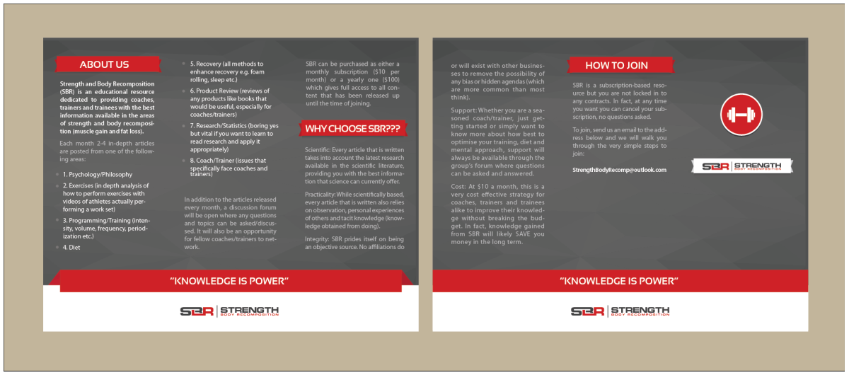 Brochure Design by ecom:group for Strength and Body Recomposition | Design #4059486