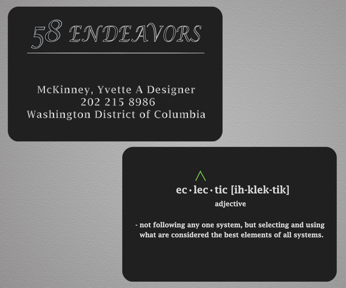 Business Card Design by Illuminati for 58 Endeavors | Design #4003369