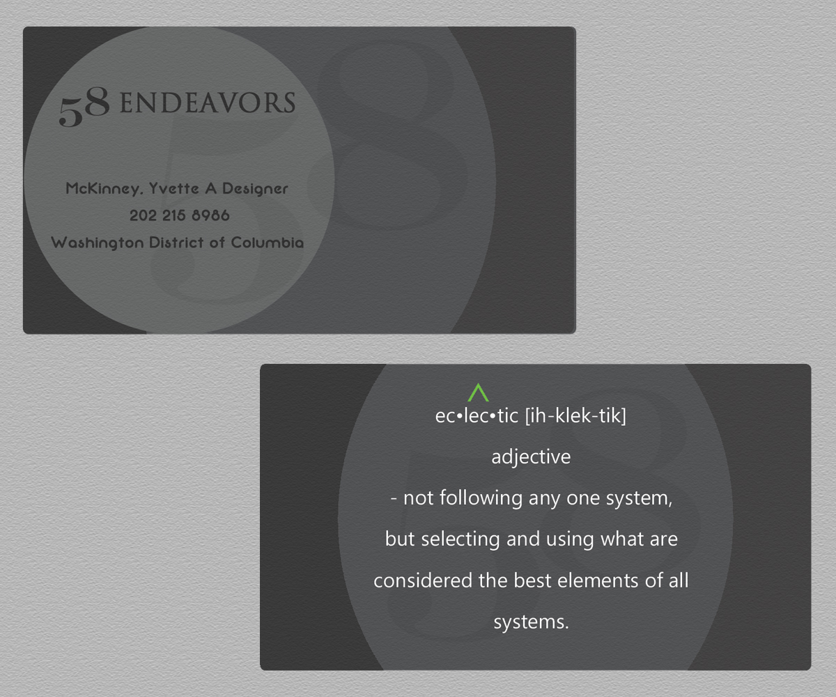 Visitenkarten-Design von Illuminati für 58 Endeavors | Design #4003557
