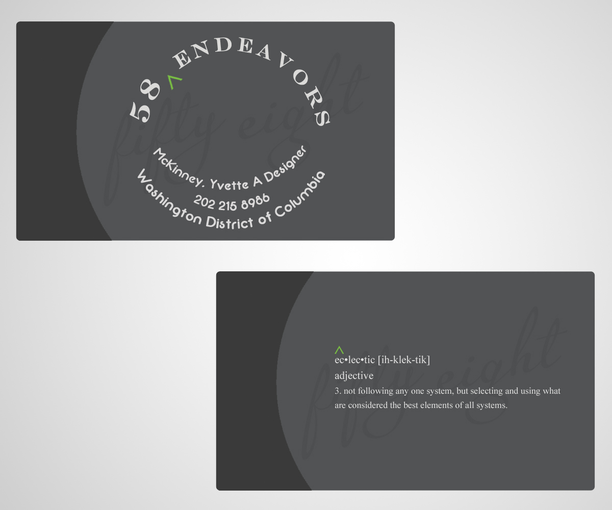 Business Card Design by Illuminati for 58 Endeavors | Design #4031542