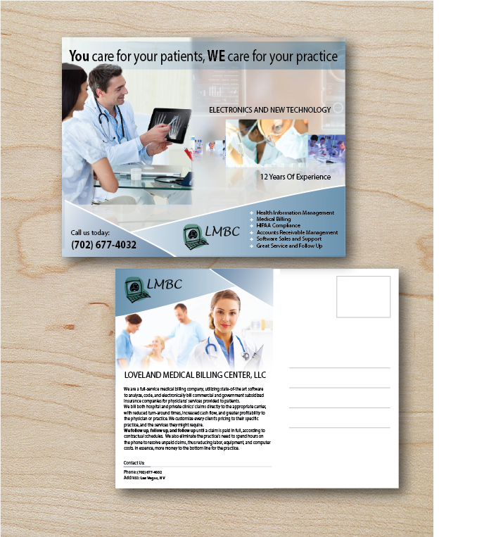 Postcard Design by green82 for Loveland Medical Billing | Design #4072310