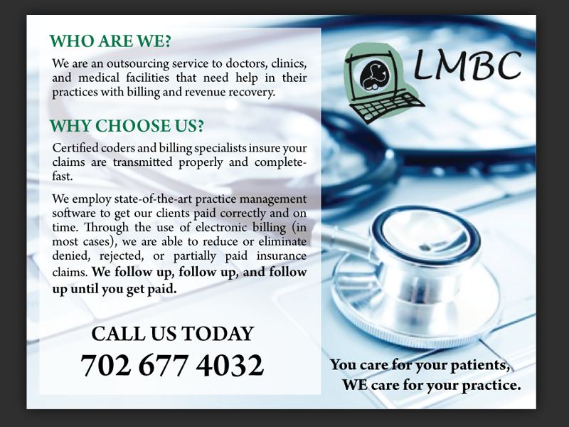 Postcard Design by uniquedesign10 for Loveland Medical Billing | Design #4055217