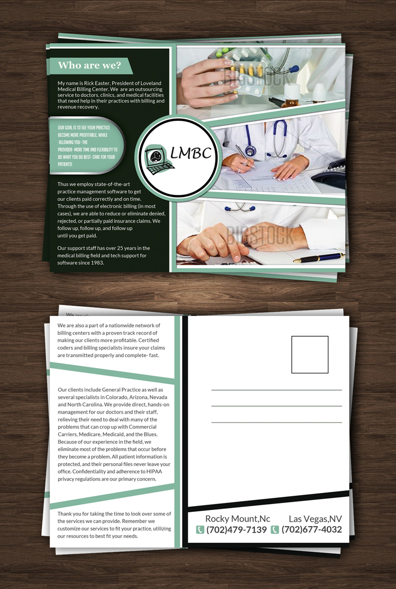 Postcard Design by ESolz Technologies for Loveland Medical Billing | Design #4060169