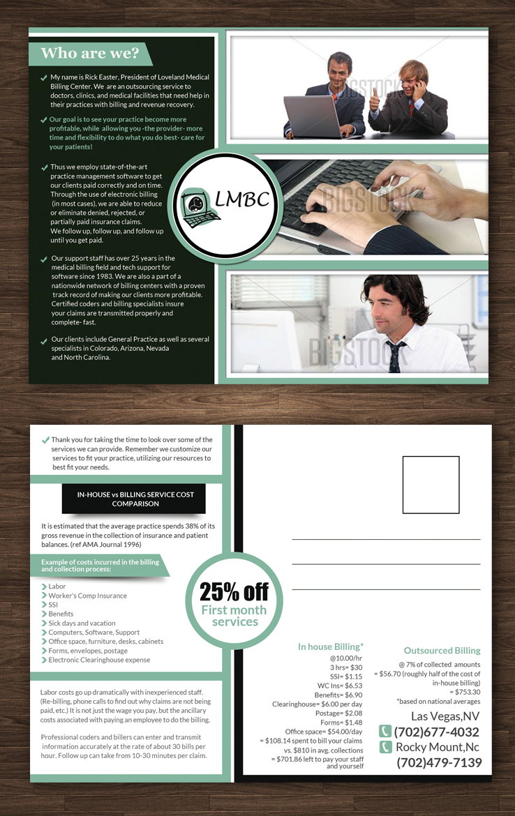 Postcard Design by ESolz Technologies for Loveland Medical Billing | Design: #4092208