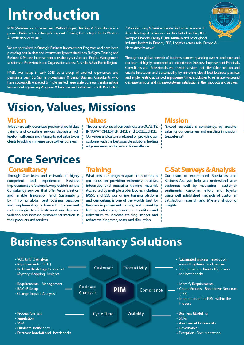 Broschüren-Design von kasthetics für WENCLIFF Business Group Pty T/as PIM Training & Consultancy | Design #4010662