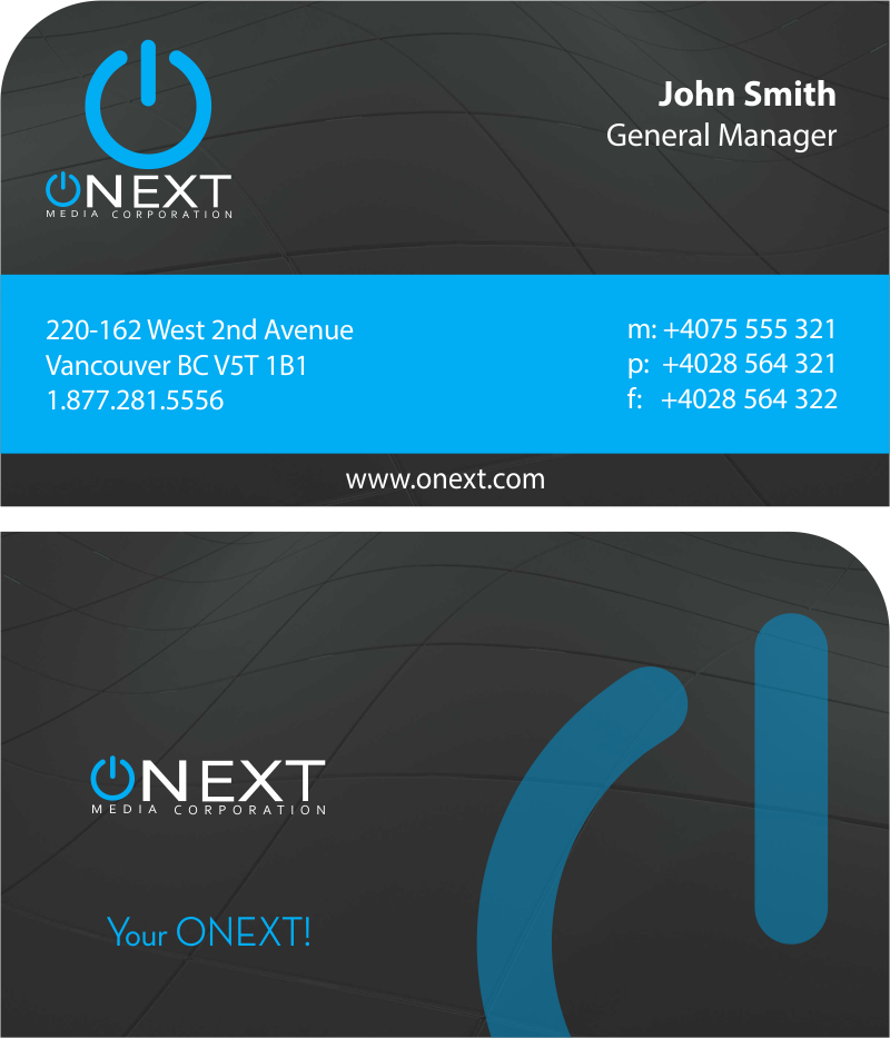 Business Card Design by kreatif for ONEXT Media Corporation | Design #4008390