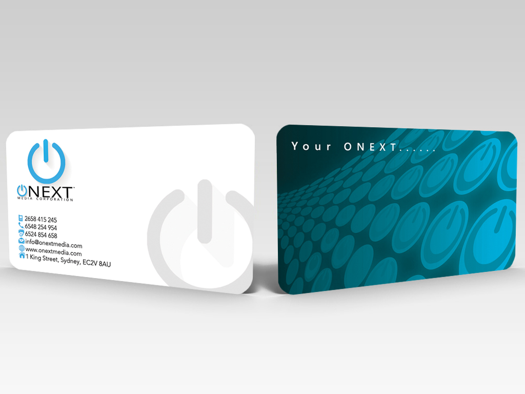 Business Card Design by Hardcore Design for ONEXT Media Corporation | Design #4023079