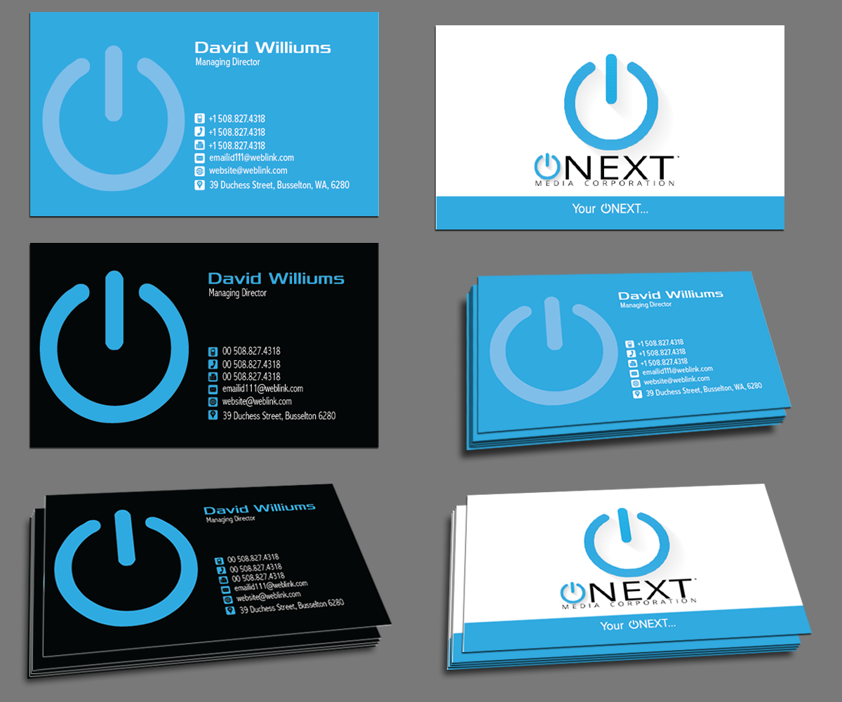 Business Card Design by kousik for ONEXT Media Corporation | Design #4010854