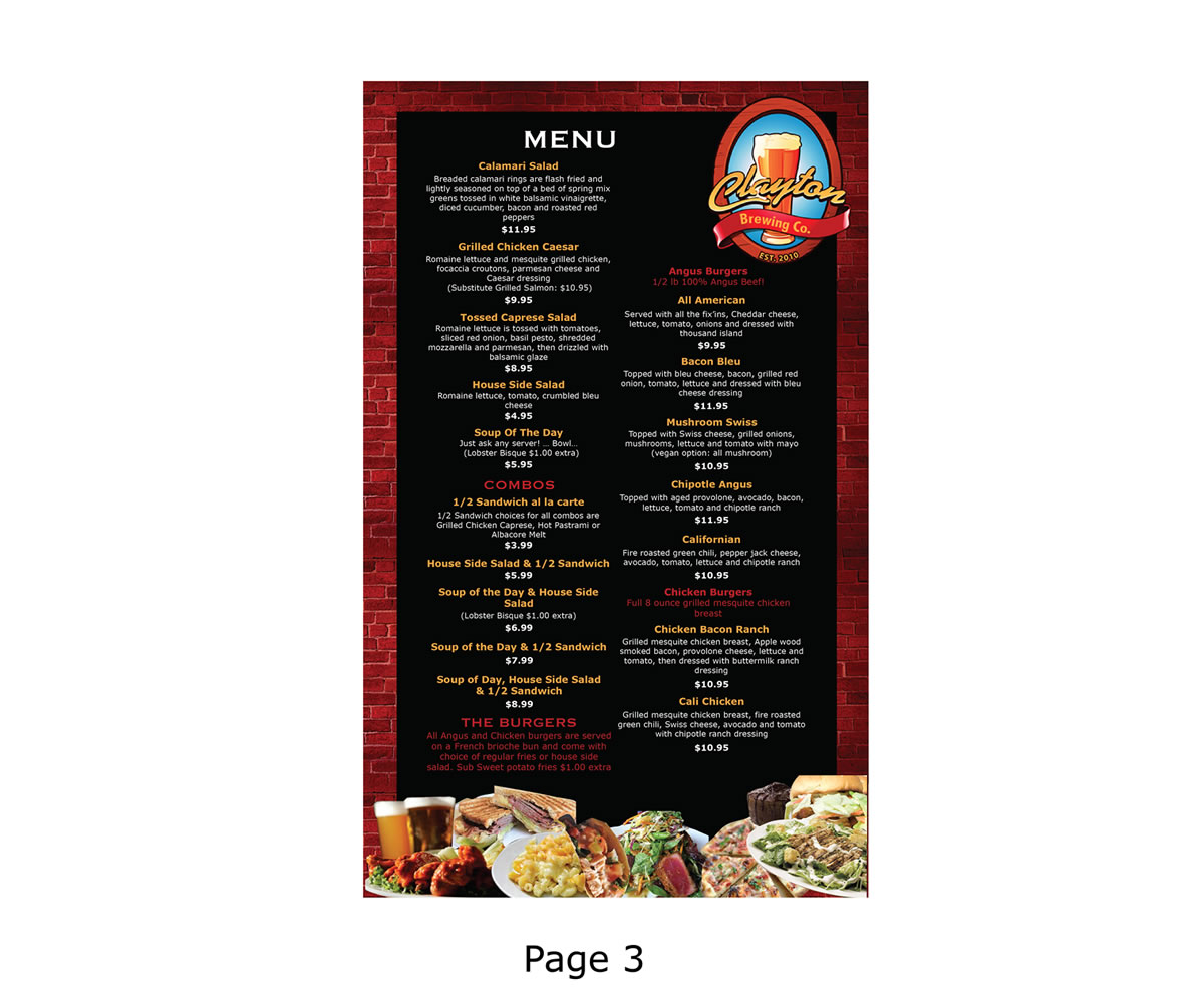 Menu Design by Kignite for Clayton Brewing Co | Design #1112255