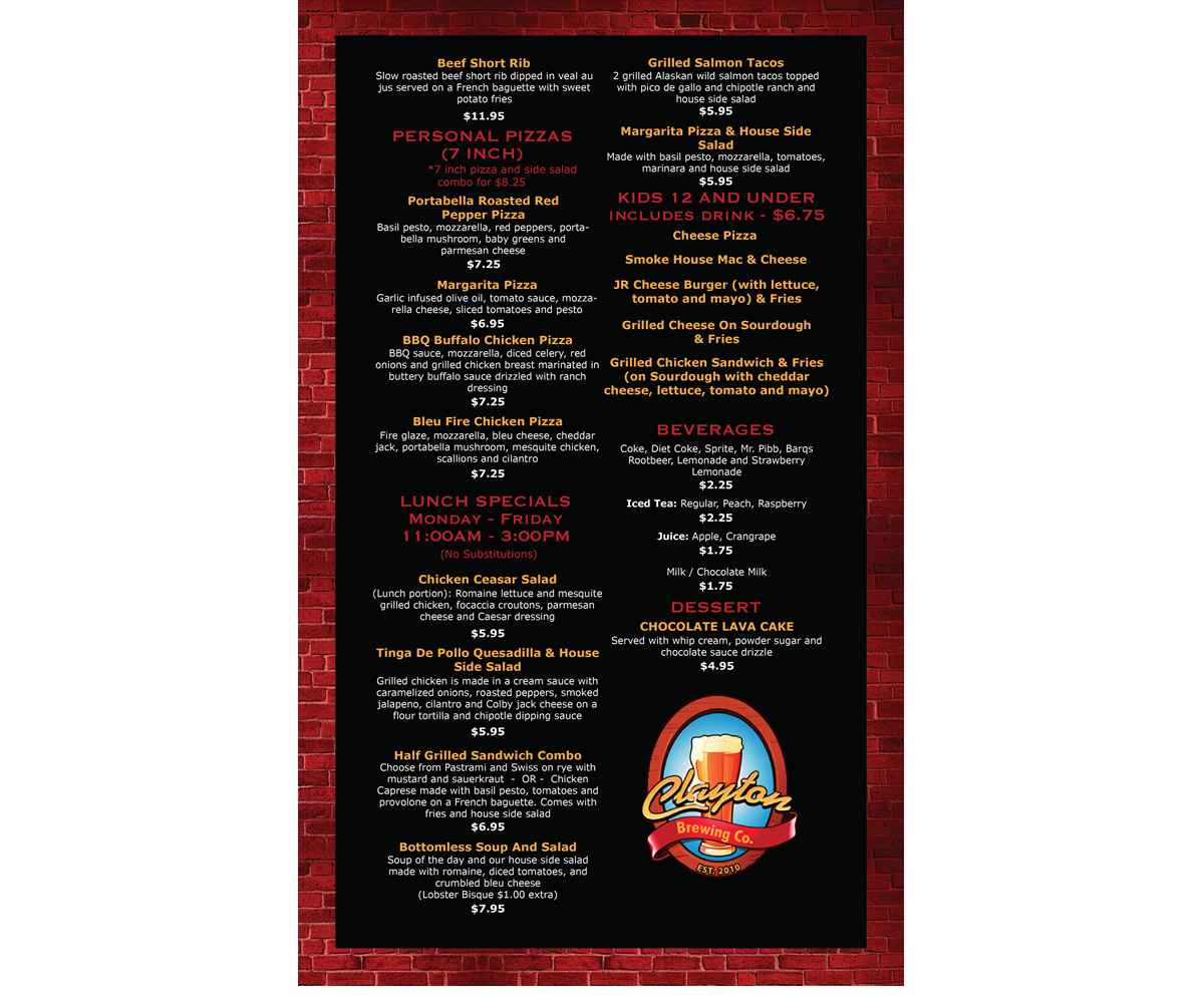 Menu Design by Kignite for Clayton Brewing Co | Design #1112404