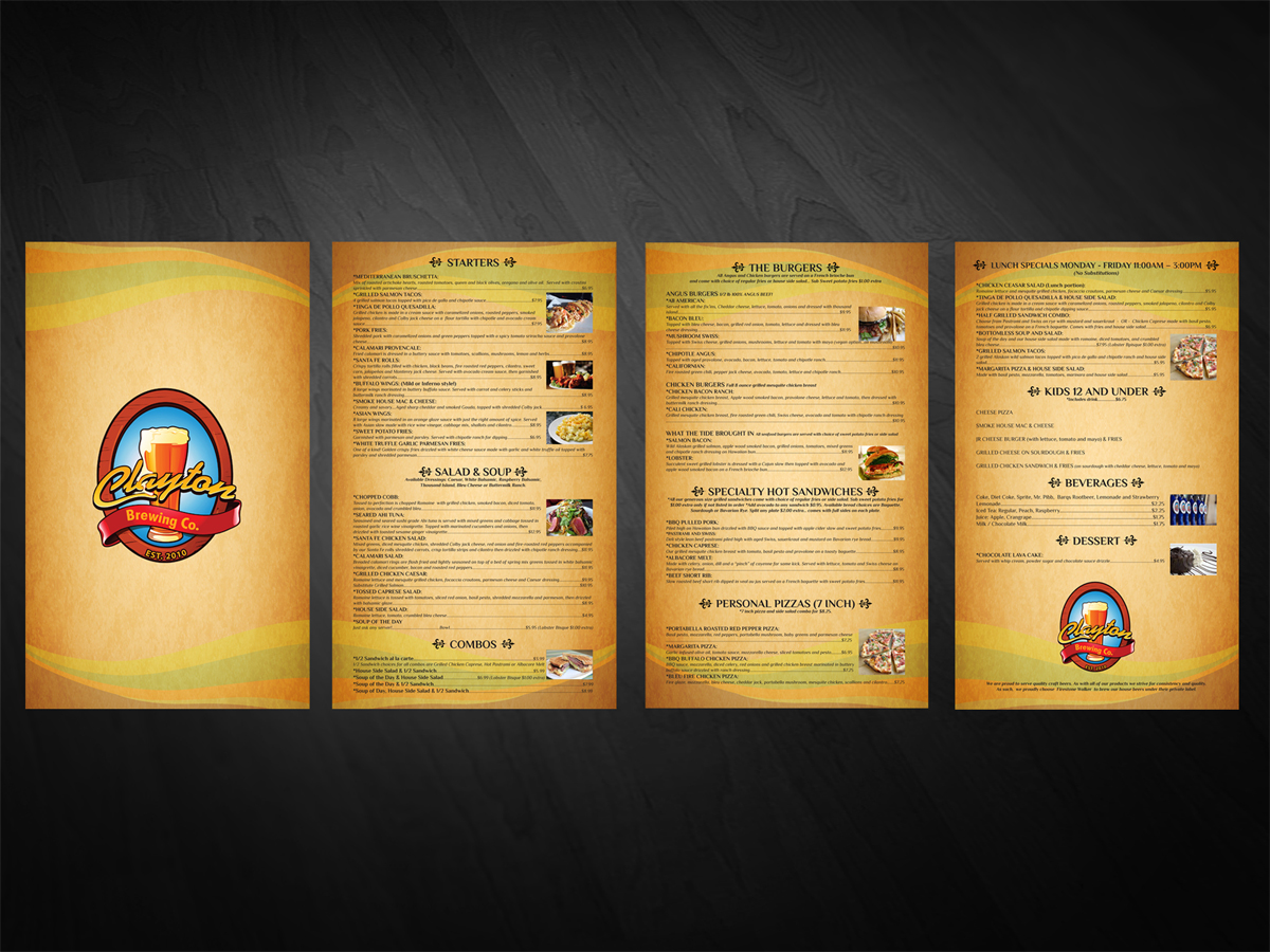 Menu Design by sofyanhadi for Clayton Brewing Co | Design #1109666
