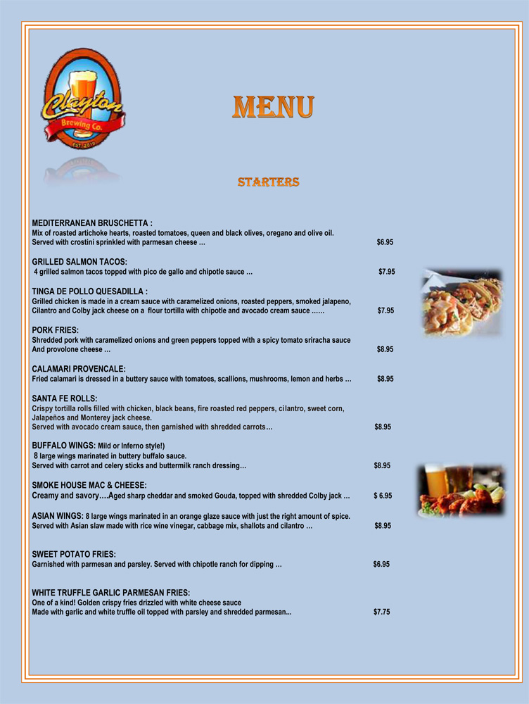 Menu Design by Showstarmedia for Clayton Brewing Co | Design #1105996