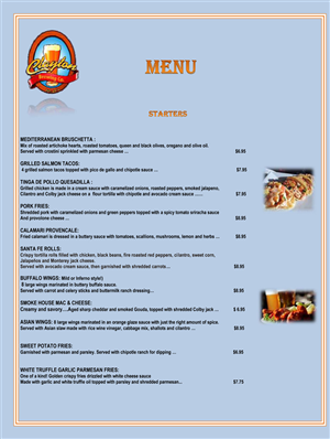 Menu Design by Showstarmedia