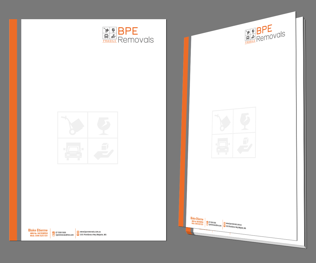 Letterhead Design by kousik for BPE Removals | Design #4024376