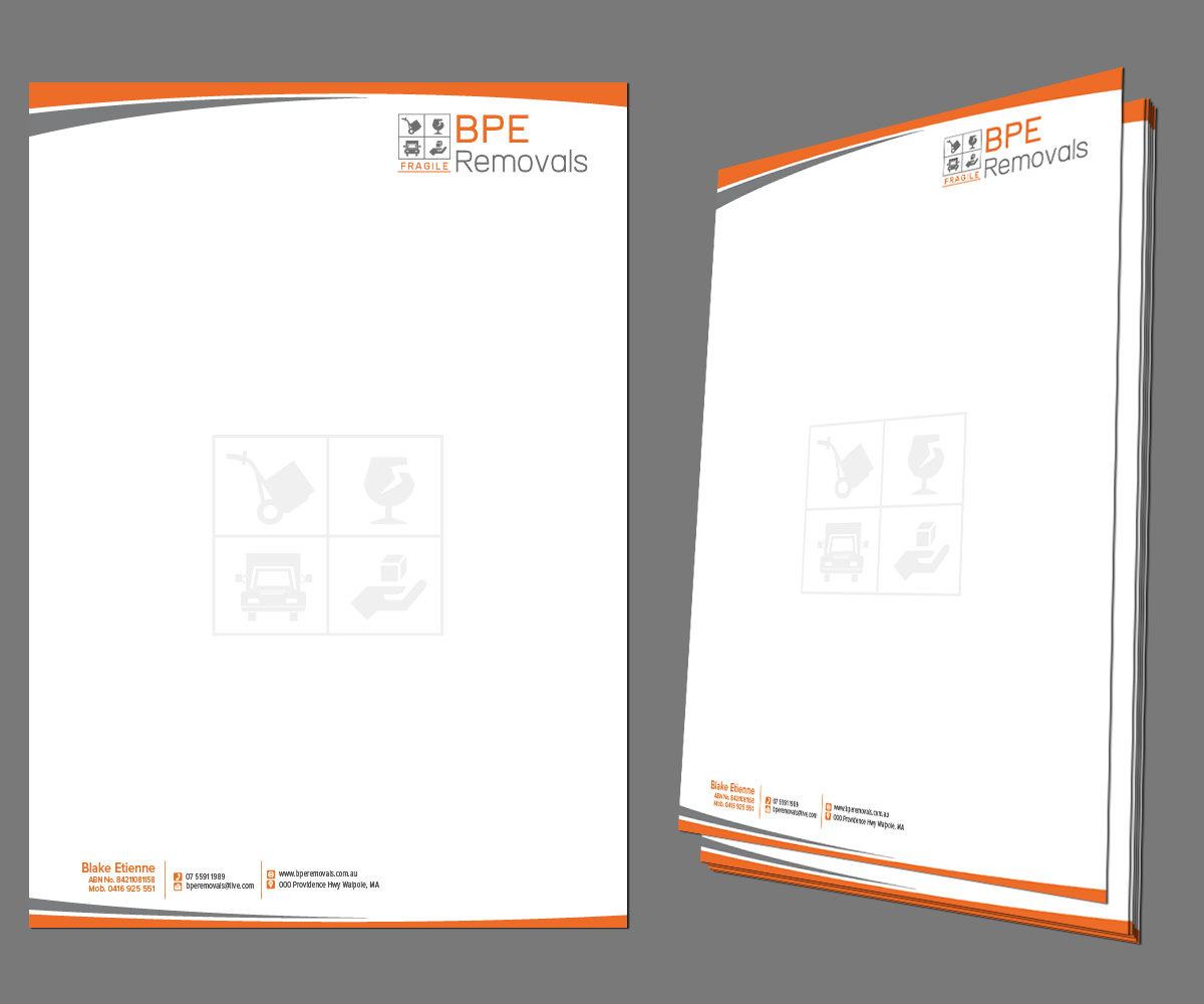 Letterhead Design by kousik for BPE Removals | Design #4024383