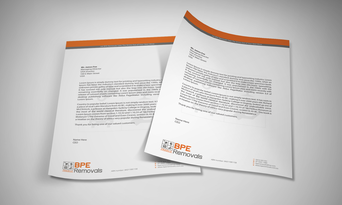 Diseño de Membrete por asimali para BPE Removals | Diseño #4021685