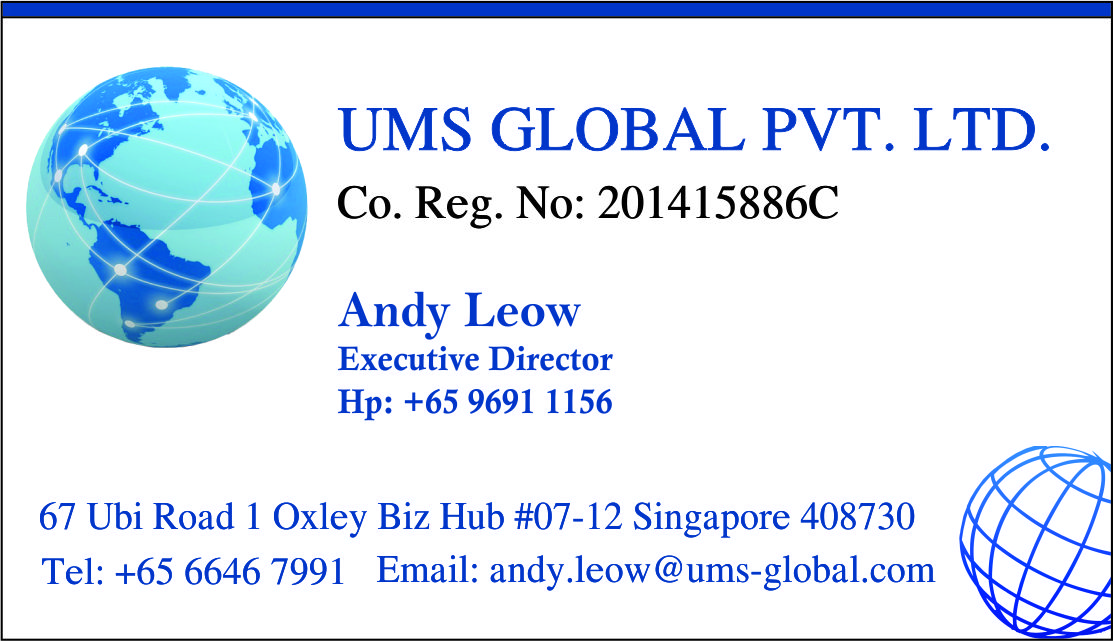 Design de Carte de Visite par Abikasirajan pour UMS Global Pte. Ltd. | Design #4027824