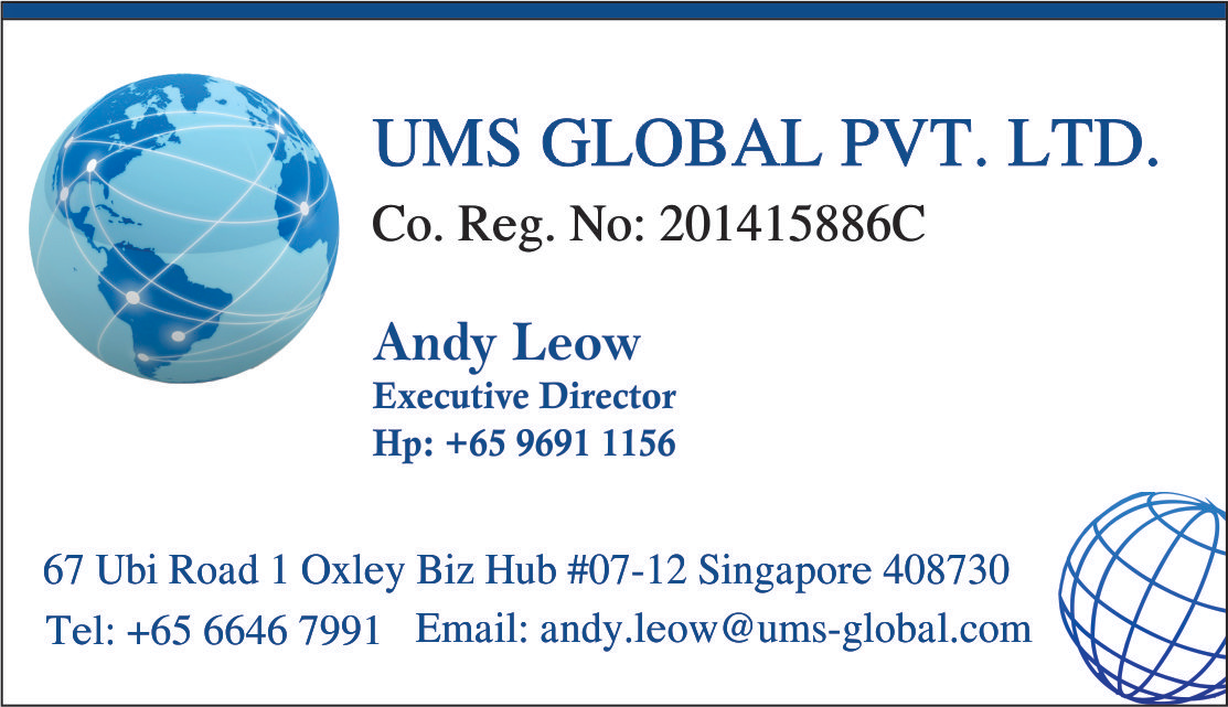 Business Card Design by Abikasirajan for UMS Global Pte. Ltd. | Design #4027873