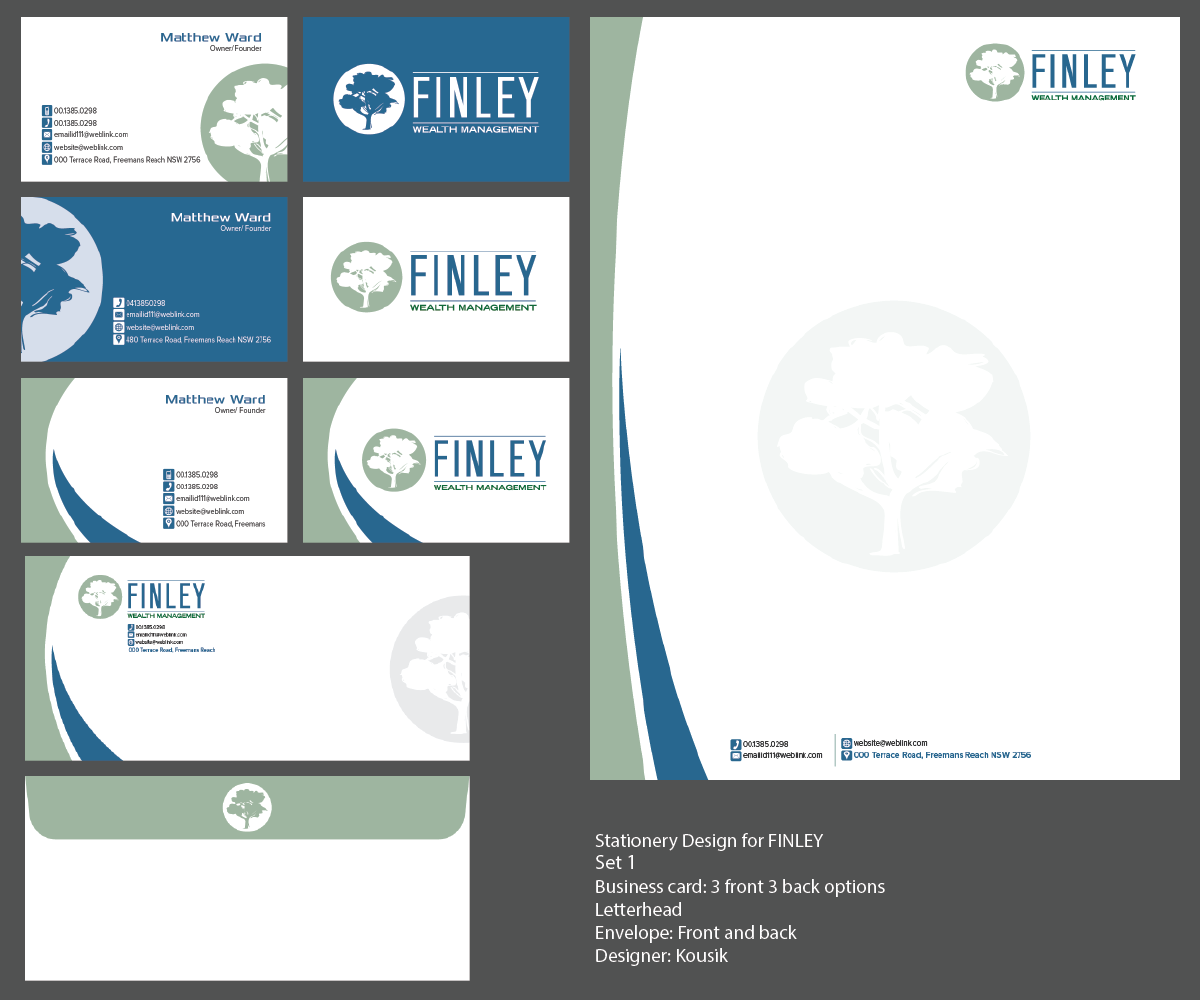 Design de Papeterie par kousik pour Finley Wealth Management | Design #4028958