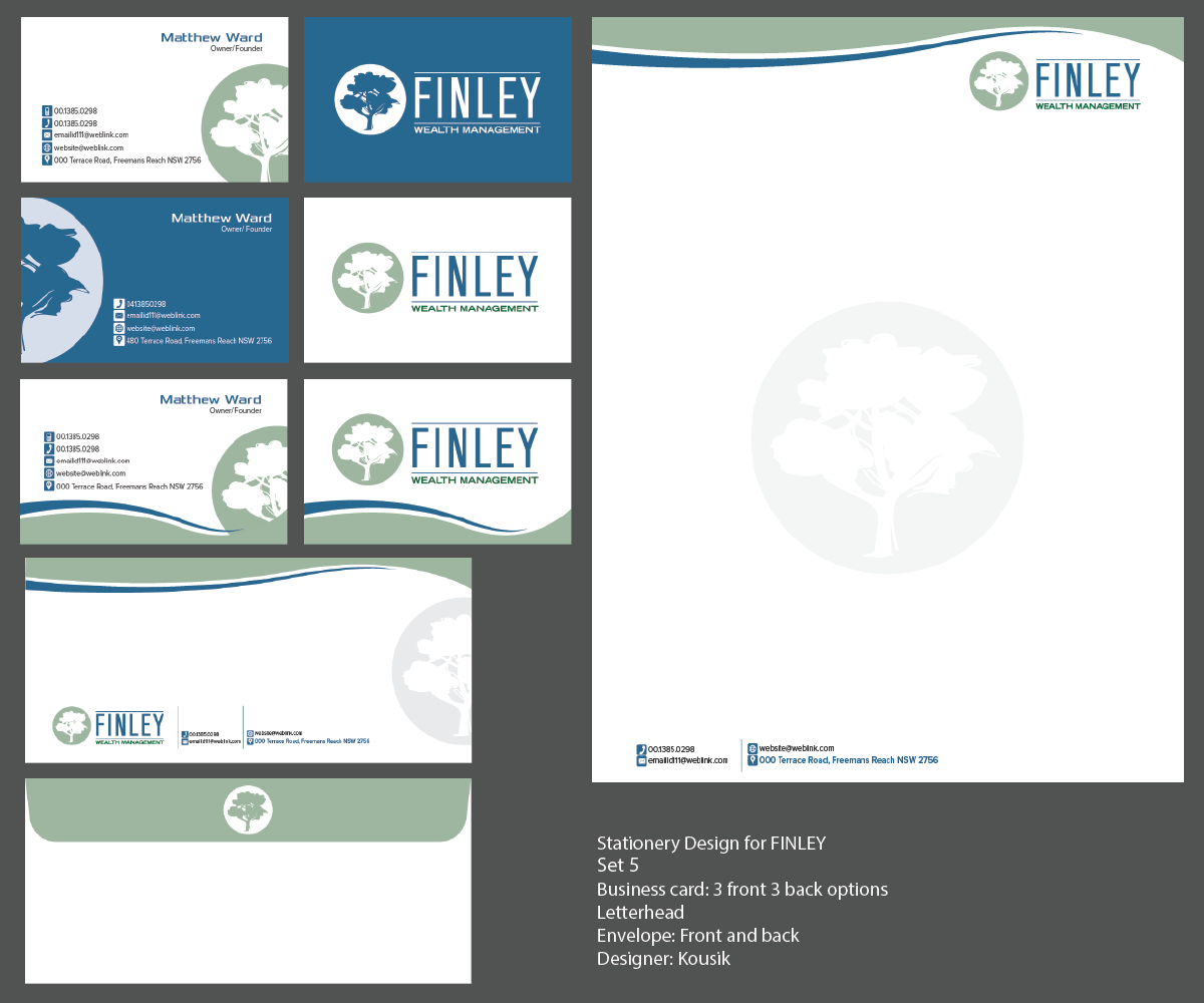 Stationery Design by kousik for Finley Wealth Management | Design #4028969