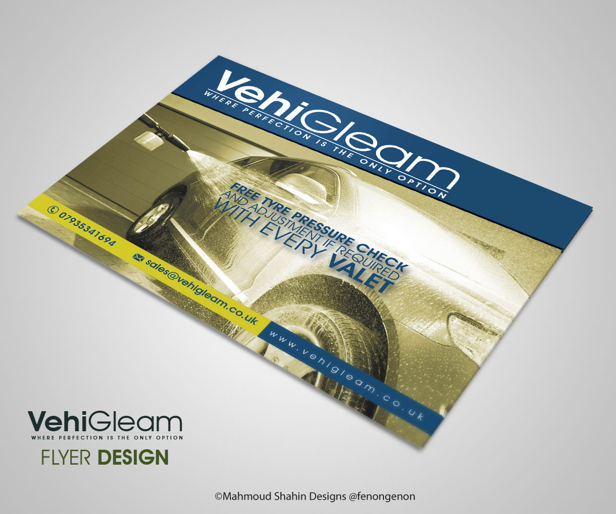 Flyer Design by Mahmoud Shahin for VehiGleam | Design #4032549
