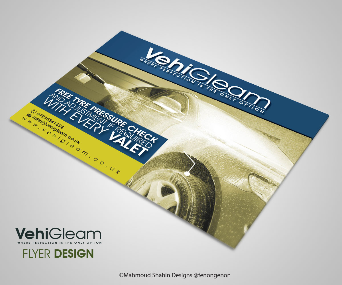 Flyer Design by Mahmoud Shahin for VehiGleam | Design #4032552