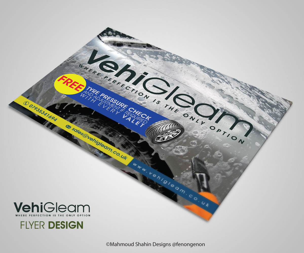Flyer Design by Mahmoud Shahin for VehiGleam | Design #4032557