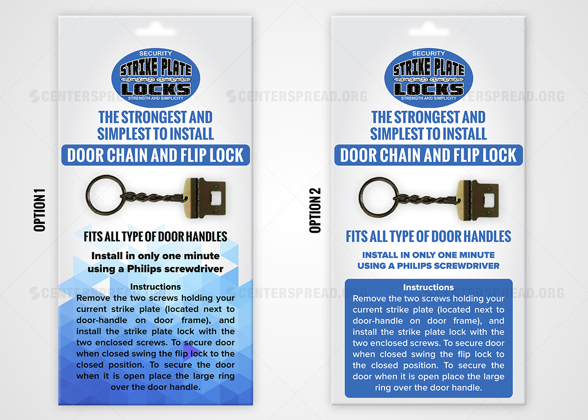 Diseño de Empaque por CENTERSPREAD para strike plate locks | Diseño #4100687