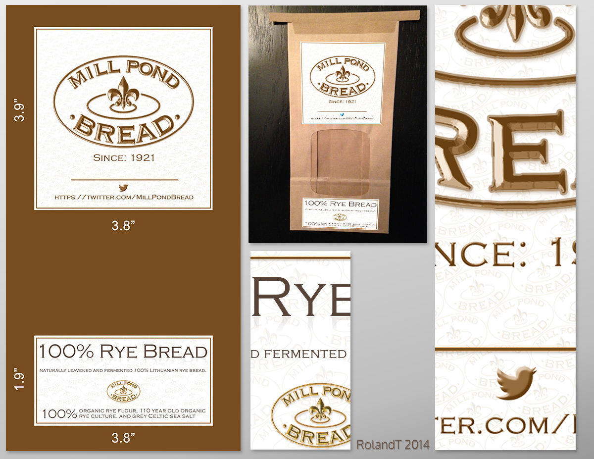 Diseño de Etiqueta por RolandT para Mill Pond Bread | Diseño #4049494