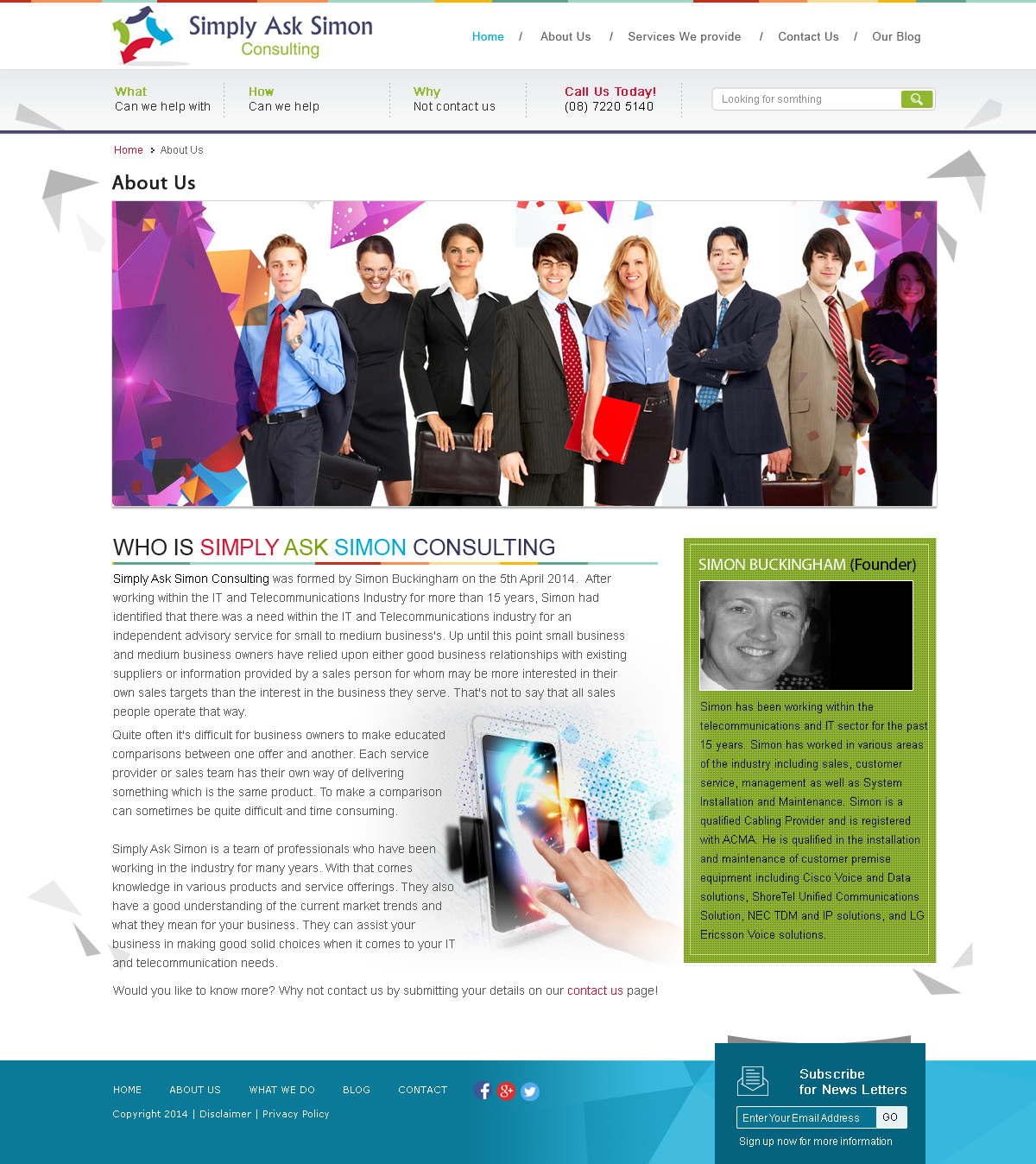 Diseño Web por sonaldesign para Simply Ask Simon Consulting | Diseño #4847407