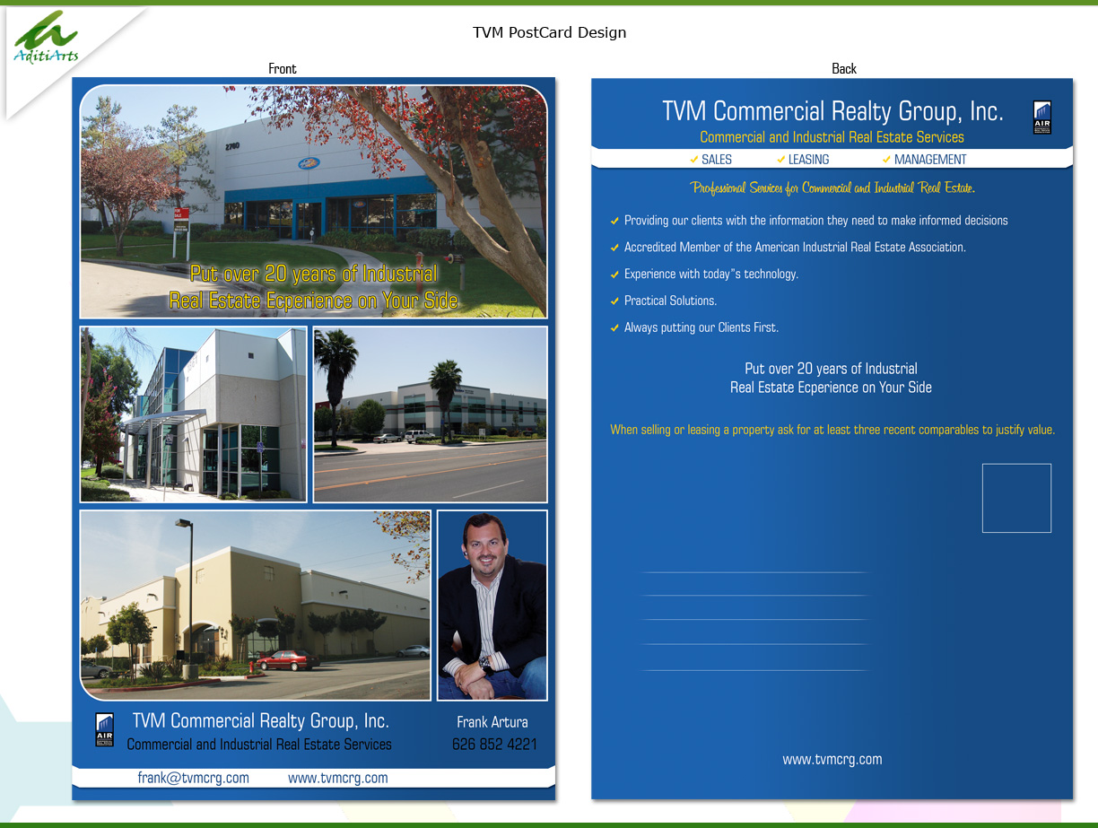 Diseño de Postal por AditiArts para TVM Commercial Realty Group, Inc. | Diseño #4066923