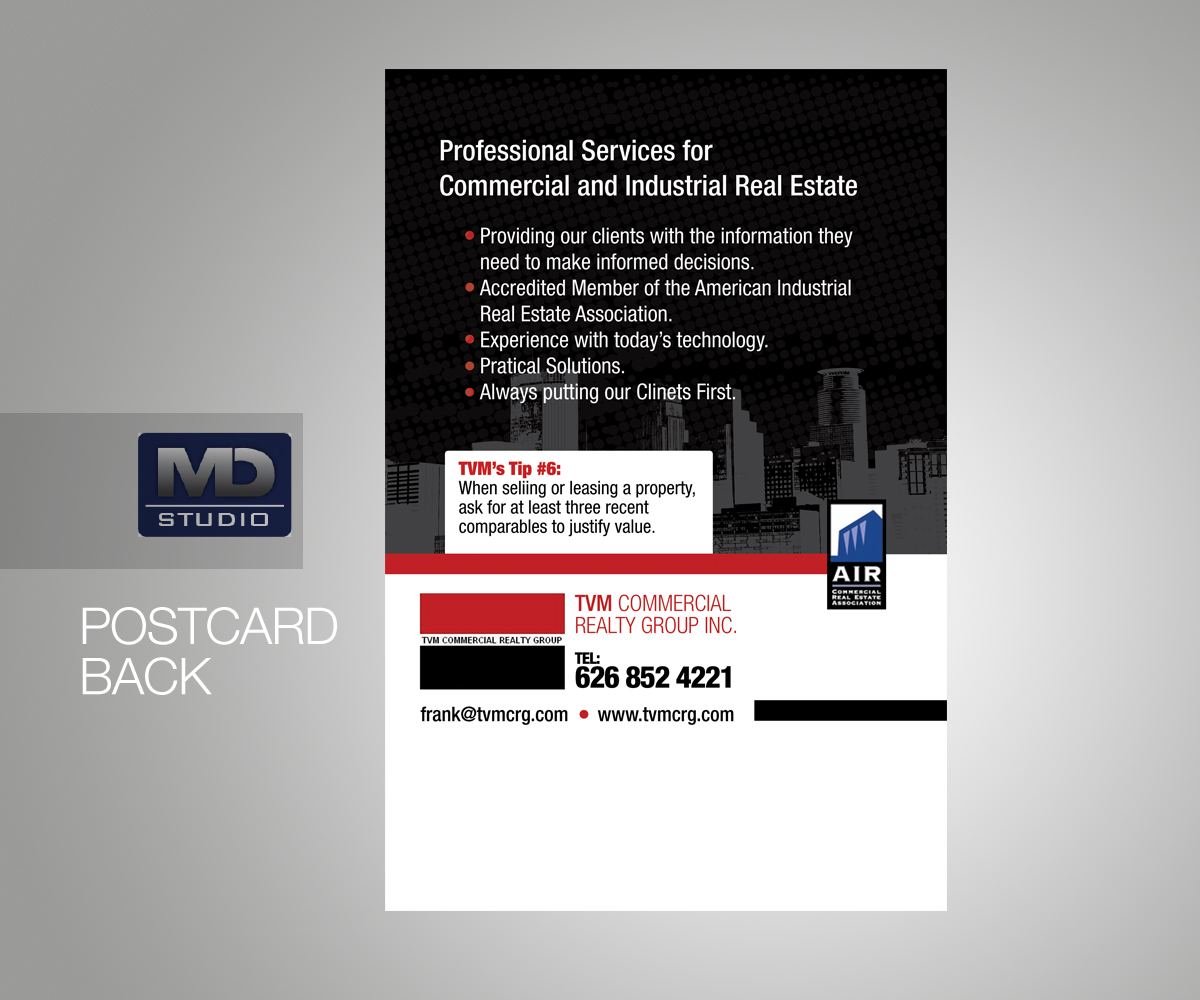Postcard Design by mdstudioja for TVM Commercial Realty Group, Inc. | Design #4074327