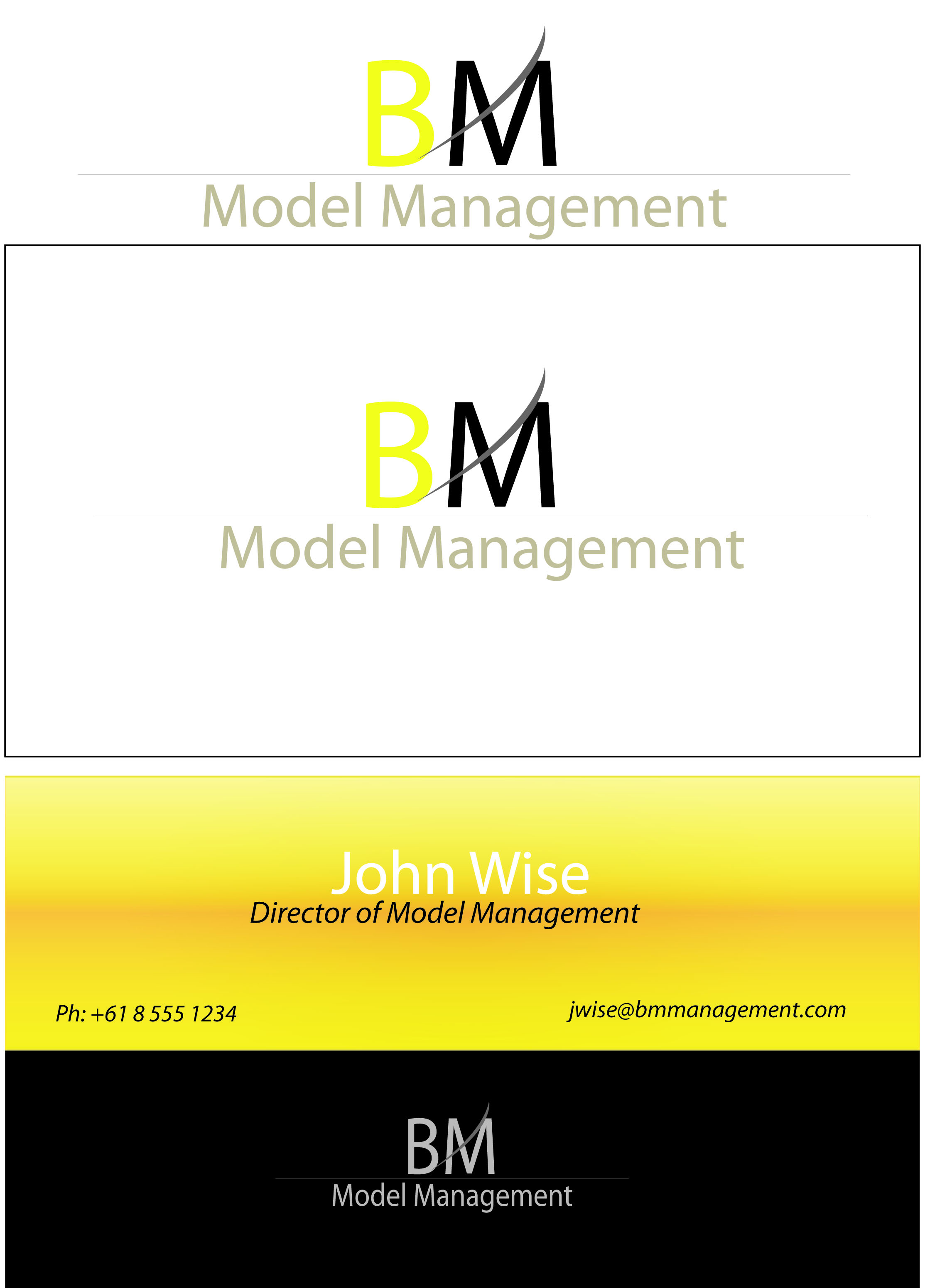 Design de Carte de Visite par Dezign by Elite pour BM Model Management | Design : #3745