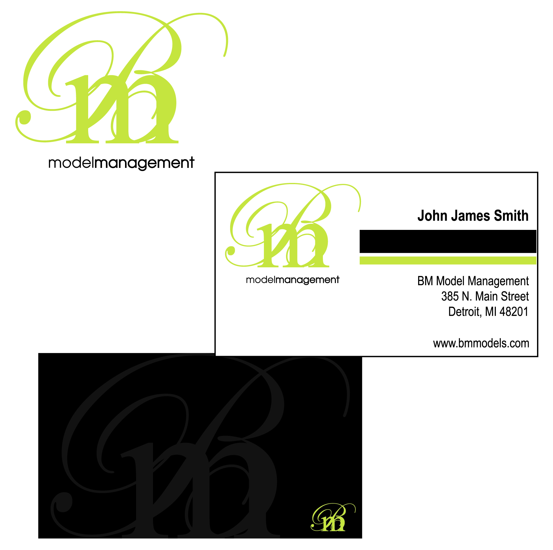 Design de Carte de Visite par Alanna pour BM Model Management | Design : #3877