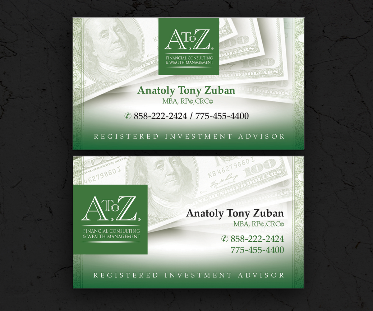 Business Card Design by see why for A. To Z. Financial Consulting and Wealth Management | Design #4053923