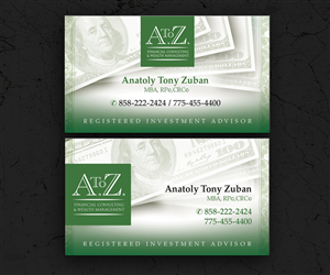 Business Card Design by see why for A. To Z. Financial Consulting and Wealth Management | Design: #4053923